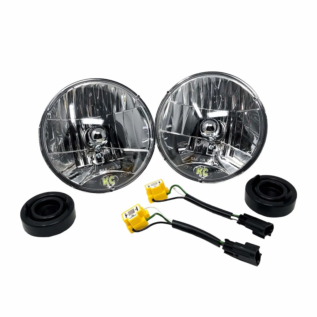 42302 – KC HILITE Headlight Assembly, Halogen Bulb Standard Beam H4 Halogen Bulb Clear Lens Chrome Plated Housing Set...